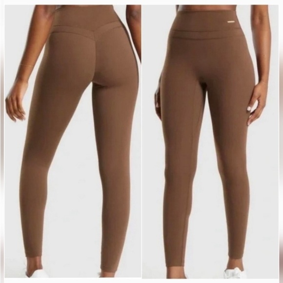 Gymshark X Whitney Simmons High Rise Leggings 26” Inseam Reddish Brown XSmall - Picture 4 of 16